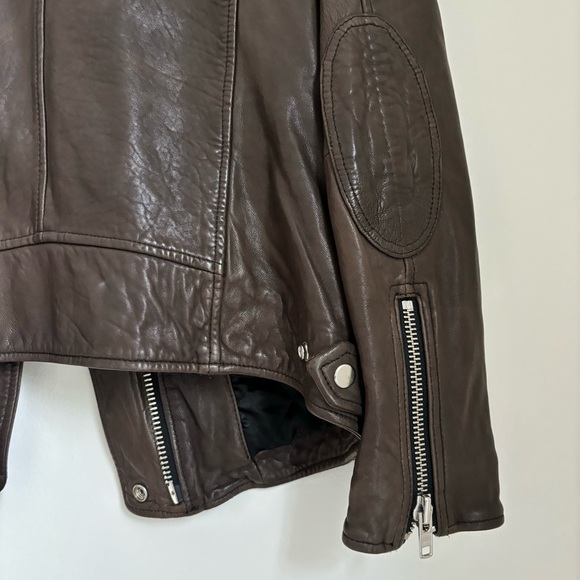 Isabel Marant Etoile Brown Bradi Biker Leather Jacket Size 40 / 8 US - Picture 7 of 10